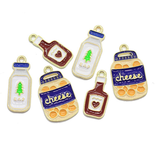 100Pcs/Lot Enamel Food Bottle Charms Novelty Gold Tone Drink μπουκάλια μπουκάλι για κοσμήματα κολιέ σκουλαρίκι και χειροτεχνία