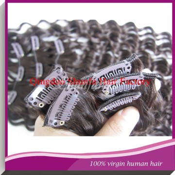 Virgin brazilian hair weft,clip-in hair extension,clip in jerry curl hair extension