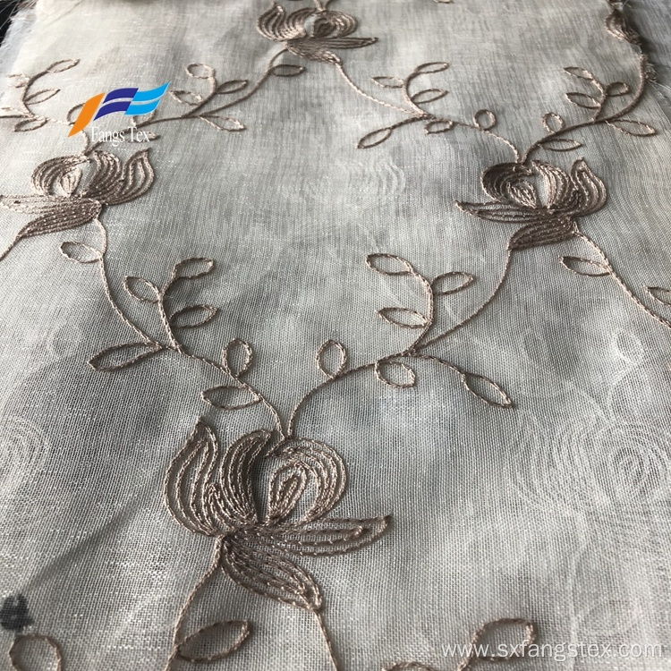 Beautiful Embroidered Bedroom Window Organza Curtain Fabric