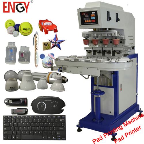 Customized four color toy car pad printing machine, logo pad printing machine with conveyor, plastic pad printing machine price