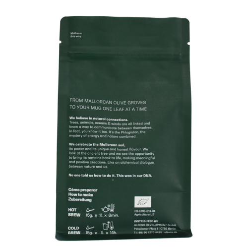 Impresión de bolsa de café con cremallera de fondo plano personalizado