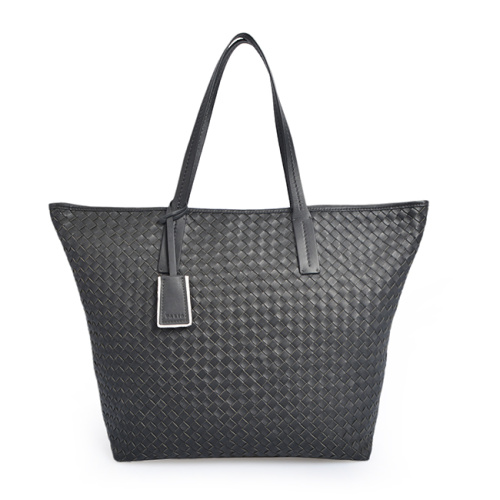 Große Kapazität Weave Grain Damenhandtasche aus echtem Leder