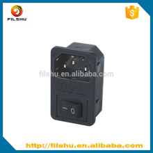 C14 inlet socket with fuse and switch, electric switch and socket