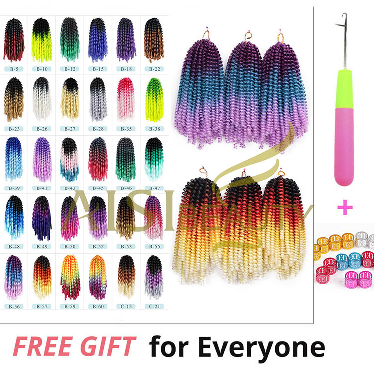 Aisi Beauty Wholesale Cheap Vendor Hotselling 8 Inch Kinky Curly Spring Twist Synthetic Crochet Braiding Hair Extensions