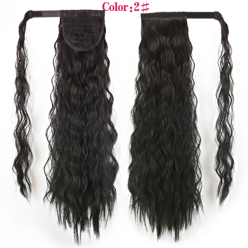 factory vendors black color elastic synthetic long curly hair drawstring ponytail