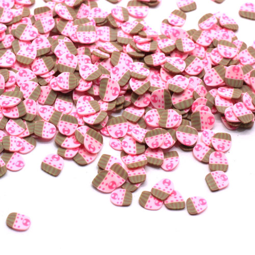 5 * 7mm Rosa Cartoon Cup Cake Fetta di argilla Cibo simulato Sprinkles Accessori fai da te