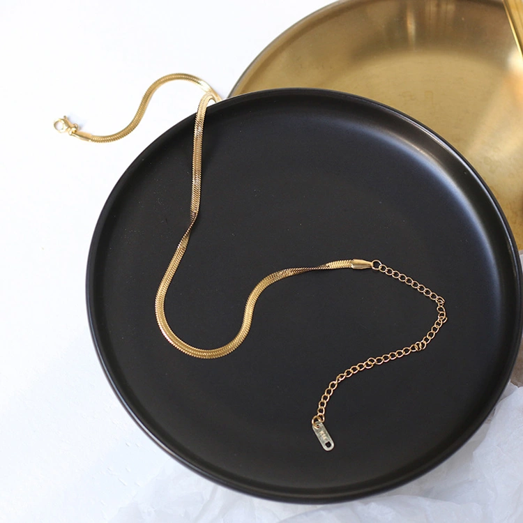 Hip Hop Wide Flat Snake Chain Necklace Soft Choker Flexible Flat Herringbone Chain Necklace Dainty Stainless Steel Jewellery