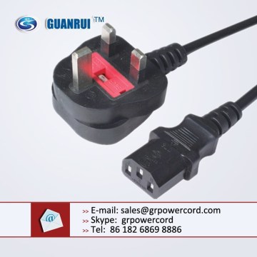 uk standard BS fused ac power cord with connectors