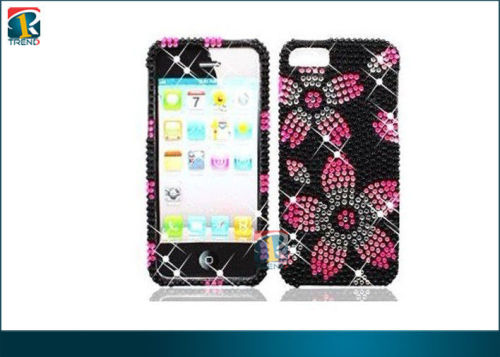 Flower Rhinestone Crystal Case, Sparkling 3d Flower Diamond Pearl Hard Case Cover For Iphone 5