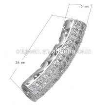 Platinum Color CZ micro pave Components hollow metal pave tubes