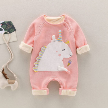 Baby Cartoon unicorn Jumpsuit Toddler Sweater Clothes Knitted Baby Romper