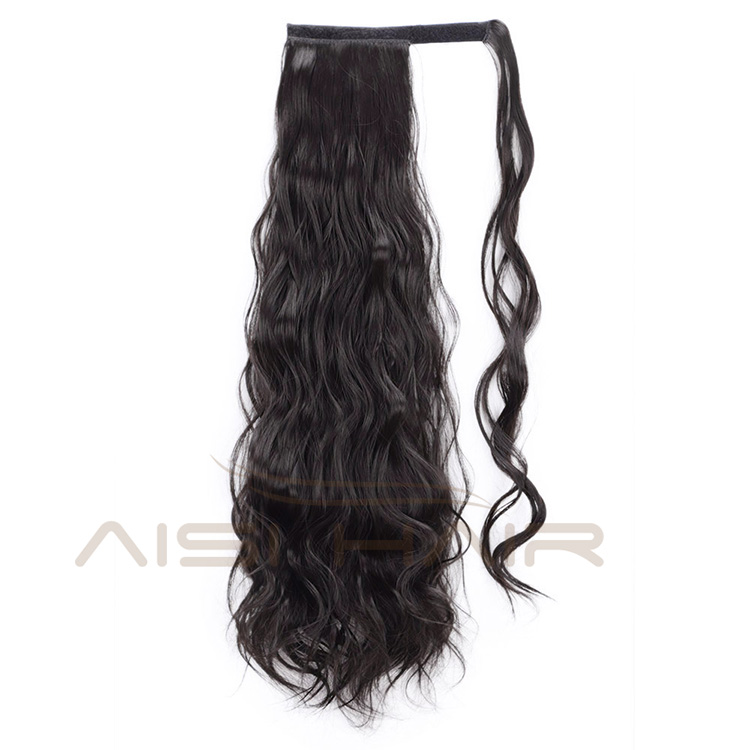 Aisi Hair Long Wavy Clip In Pony Tail Hair Extensions Wrap Around on High Temperature Fiber Synthetic Hair Pieces