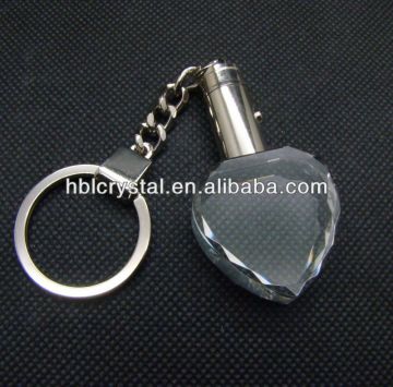 Nice heart shape led crystal key chain for wedding gift