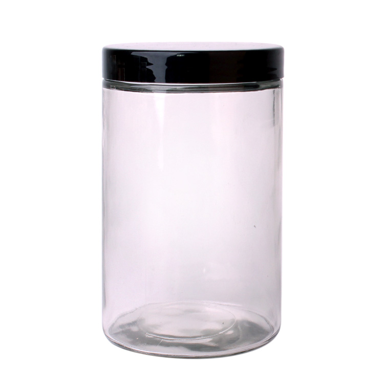 1000ml round airtight glass rice bean cereal canning food storage jars with plastic lid