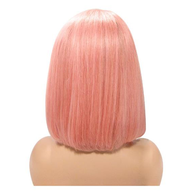 Lsy natural hairline middle part ombre pink bob wig 100% human hair,  best quality glueless bob wigs color rose gold lace wig