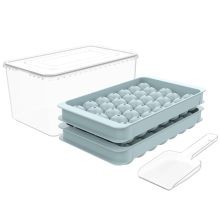 Round Ice Cube Tray with Lid & Bin Ice Ball Maker Mold for Freezer