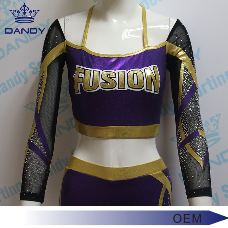 Op maat gemaakt sprankelend strass cheerleading-uniform voor jongeren