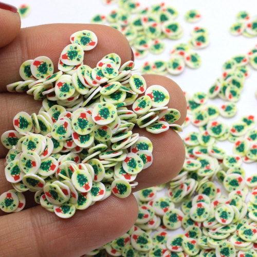 Wholesale 5MM Polymer Slice Polymer Caly Round Slice Shape Sprinkles With Miniature Christmas Tree For Slime And Nail Art