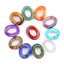 Gemstone Twist 18x23mm QQ Circle & Hollow Oval Pendant Beads