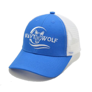 Blue cotton mesh trucker hat