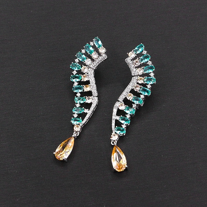 Twilight Tear Spiral Dangle Bridal CZ Earrings