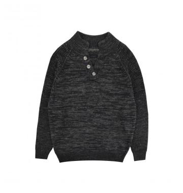 Men's Knitted Henley Button Neck Rib Textured Pullover