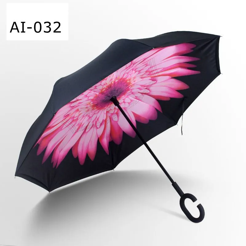 Umbrellas for Women with UV Protection Upside Down Umbrella with C-Shaped Handle