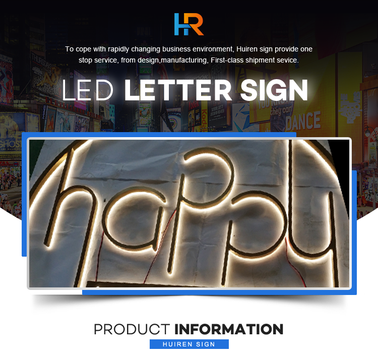 Hight Quality Stainless Steel 3D led Back Light Led Backlit Halo Gold Mirror Letters