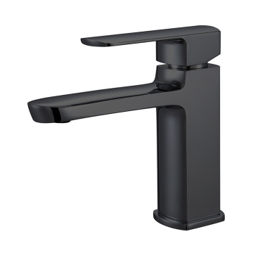 Grifo para lavabo de baño de latón negro y cromado