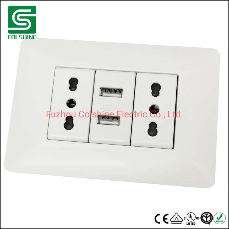 Italian Type Socket Wall Outlet with Dual USB Ports