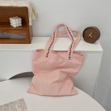 Reusable Trendy Blank Pink Button Closure Canvas Bag