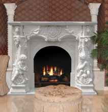 Hot slaes white marble stone fireplace , marble antique  fireplace