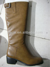 Ladies Women Low Heel Yellow Brown Winter Boot Buckle Deco