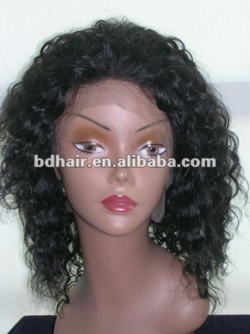 Human hair full lace wigs afro wave