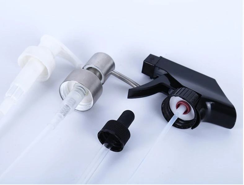 Amber Blue Transparent Boston Glass Bottle 500ml 300ml with Dispenser Pump Spray Screw Caps