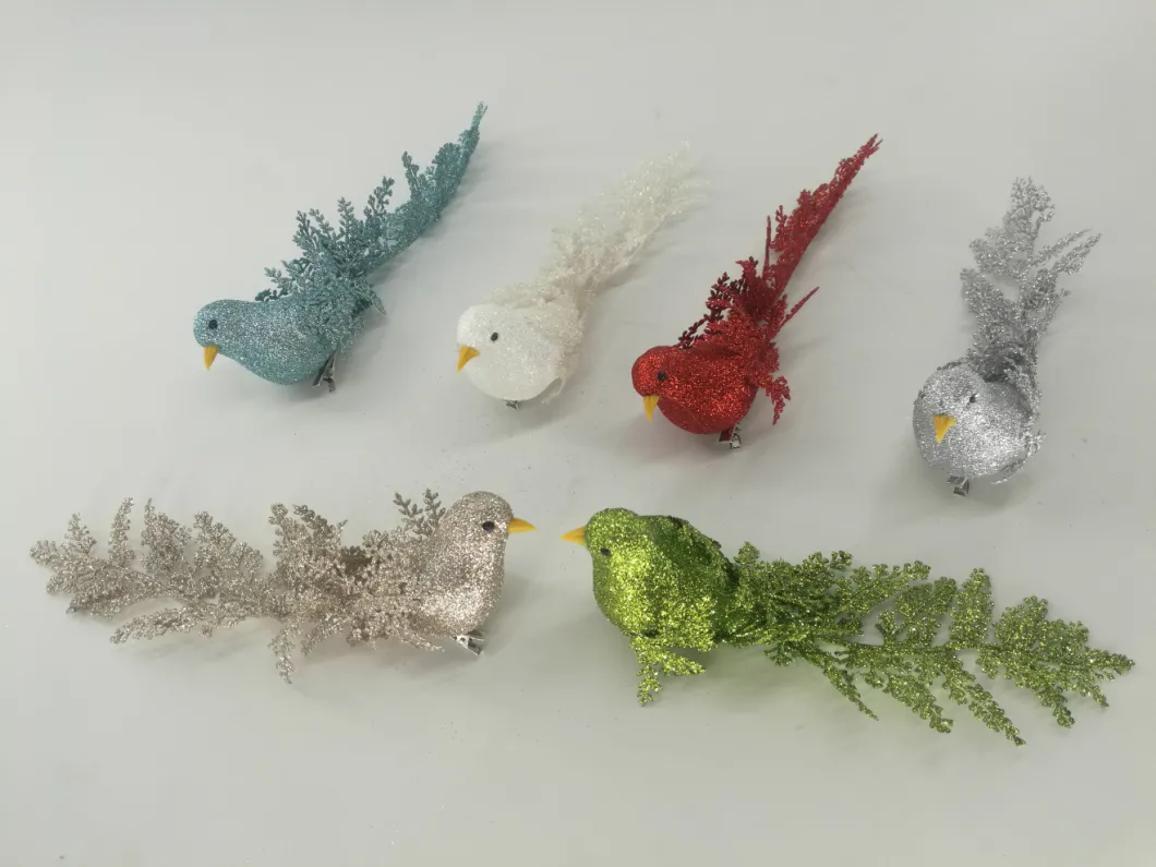 Newest Design Decorative Foam Bird with Clip for Christmas Tree Decorations