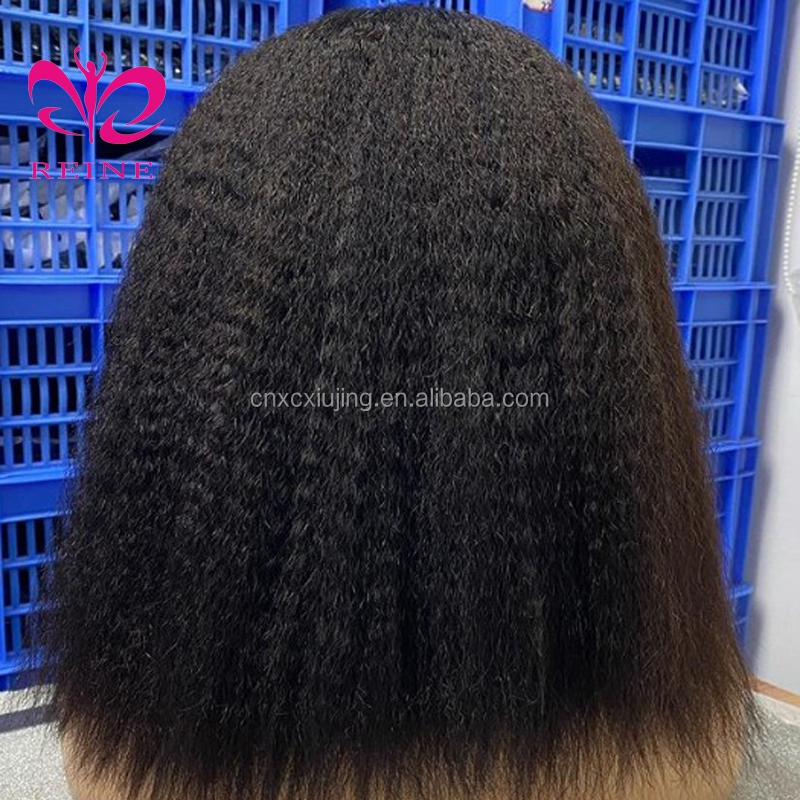 Cuticle Aligned Hair Natural Color  Middle Part Kinky StraightBrazilian Hair 4X4 Swiss Lace Closure Wigs for Black Women