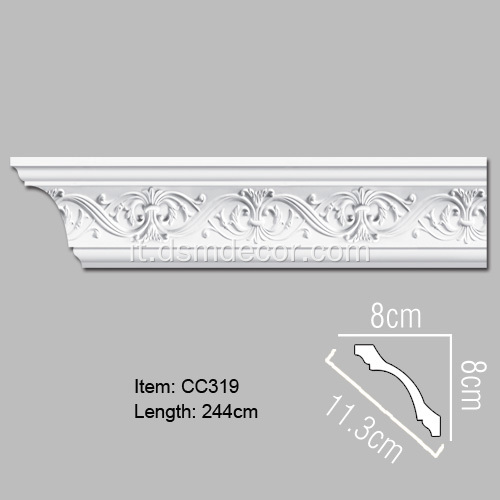 Modanatura decorativa per cornicioni in schiuma PU