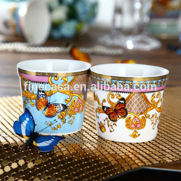Luxury Fine New Bone China Gold Plated Small antique ceramic flower pots