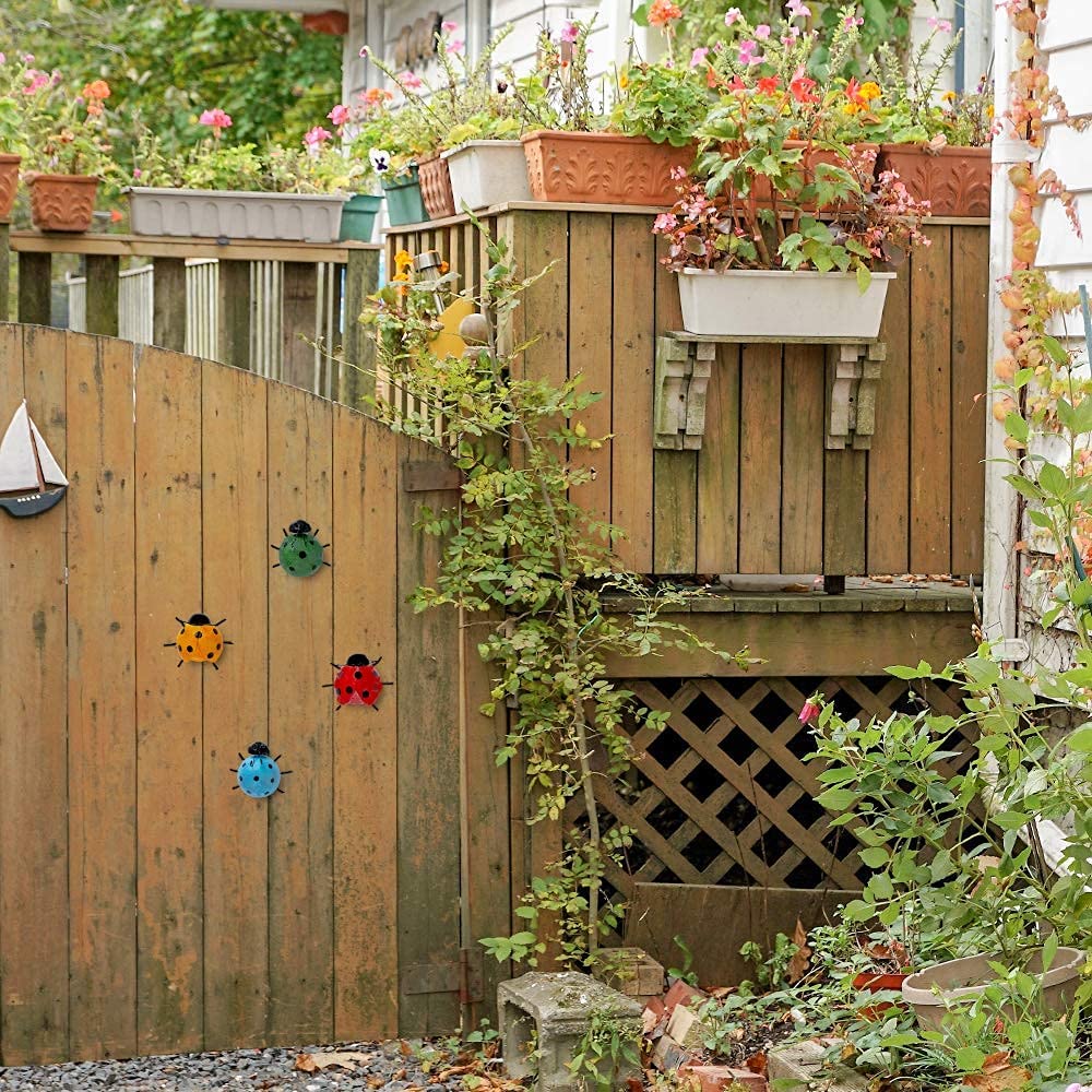 Metal Ladybugs Garden sculptures décor mural