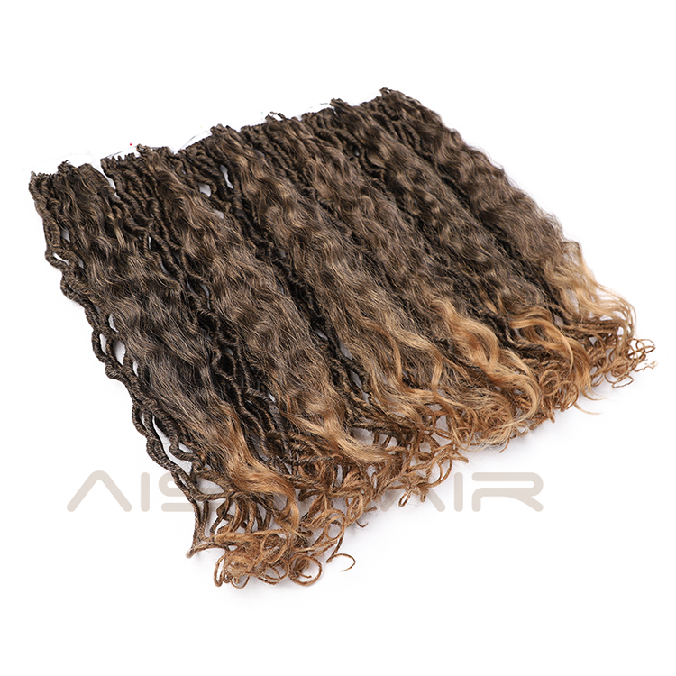 Aisi Hair Wholesale Faux Locs Ombre Brown Crochet Braids Hair Faux Locks Synthetic Braids Hairpieces Extensions For Black Women