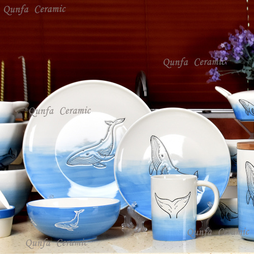 Stoviglie in ceramica all&#39;ingrosso per la cena di design Ocean Dolphin