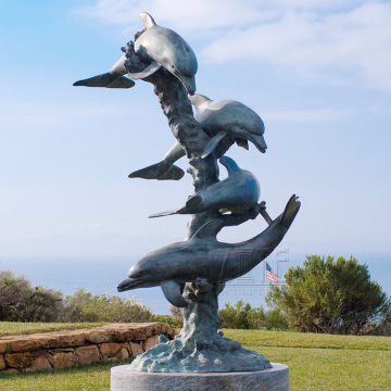Garden decorative best and cheap cast antique bronze dolphins sculpture