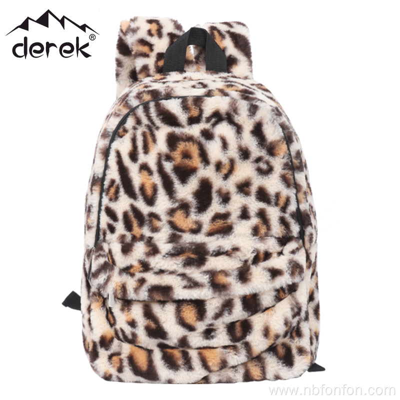 Leopard printed plush children's backpack