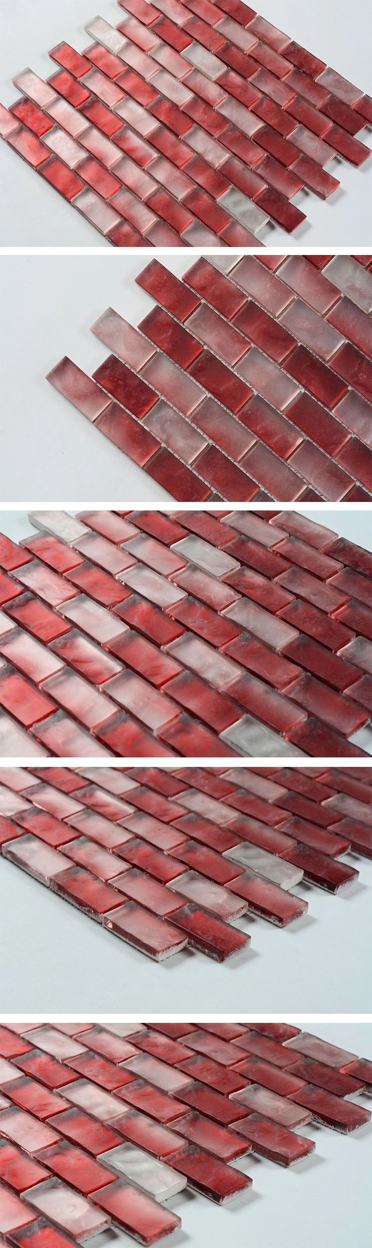 Foshan High Quality Arctic Ice Subway Red Glass Mosaic Tile