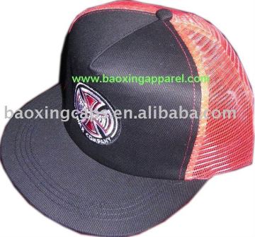 high profile trucker mesh baseball cap with flat peak