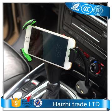 360 Degree usb car charger holder,dual usb car holder with charger smart phone car mount holder