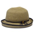 Bayanlar doğal balıkçı kağıt örgü saman kıvrımlı şapka