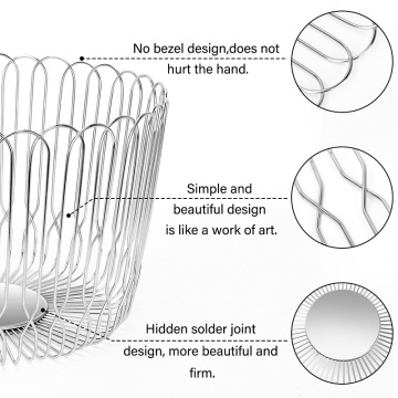 Stainless Steel Metal Wire Hollow Fruit Storage Basket