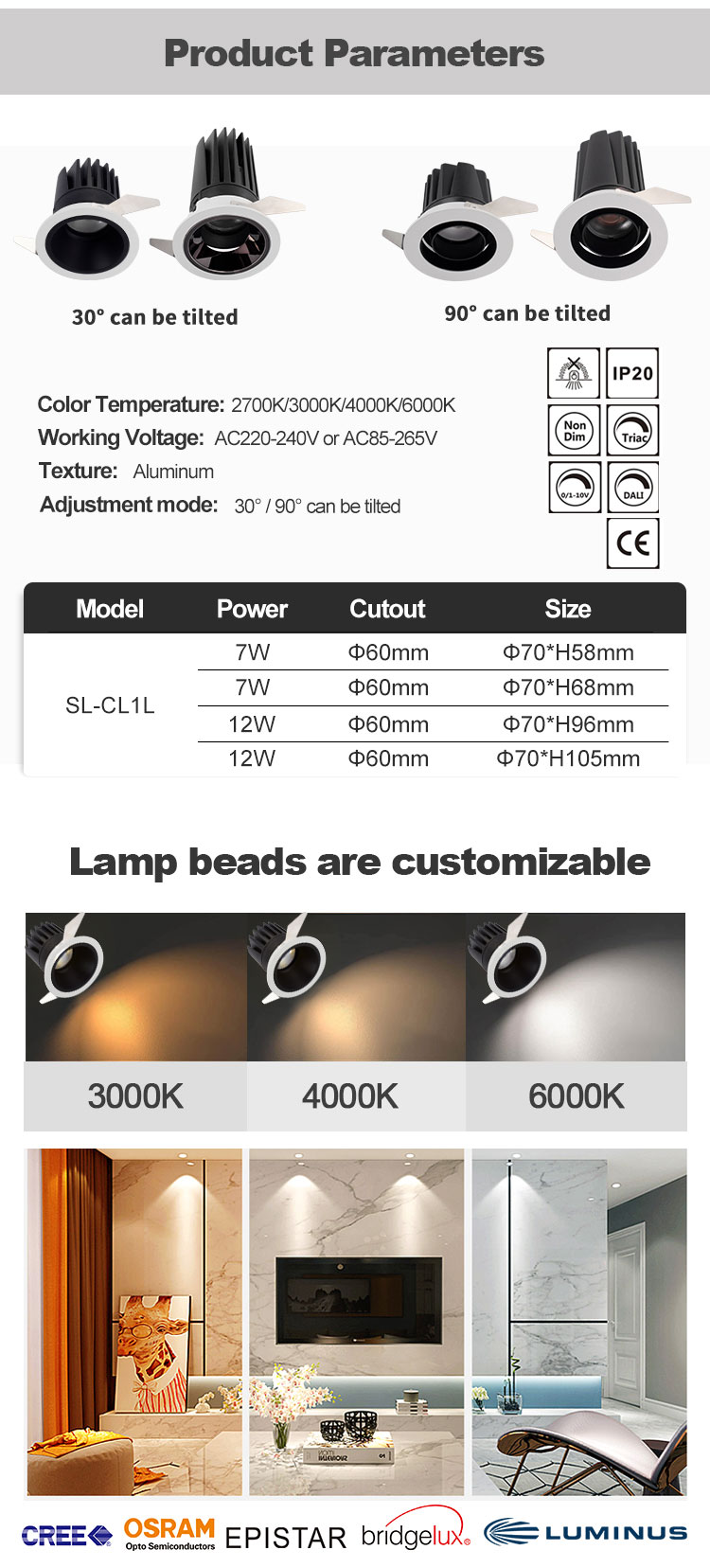 7w 12w Led Downlight From Synno Lighting